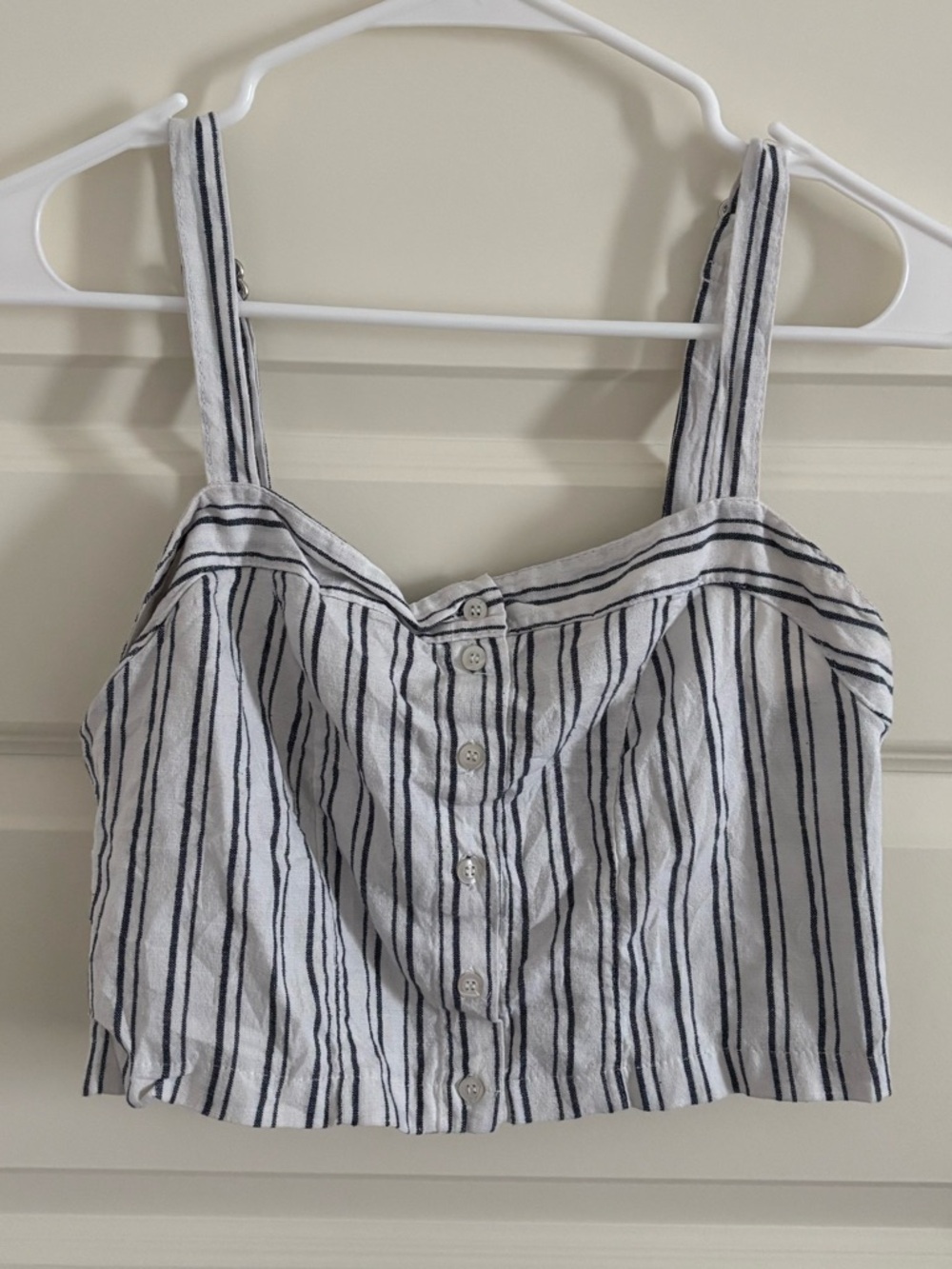Brandy Melville White Crop Tank with Black Stripes